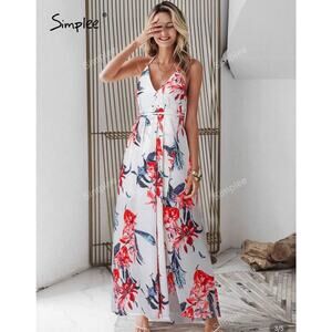 Open back floral hater maxi dress small